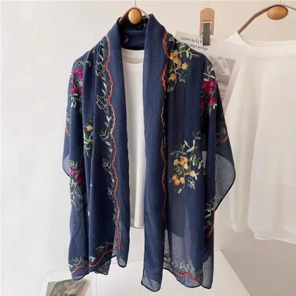 2023 Spring And Autumn Embroidery Flowers Cotton..