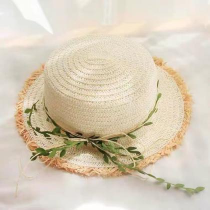 Straw Hat, Rattan Bow Sun Hat, Summer Hat, Beach..