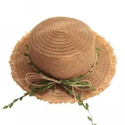 Straw Hat, Rattan Bow Sun Hat, Summer Hat, Beach..