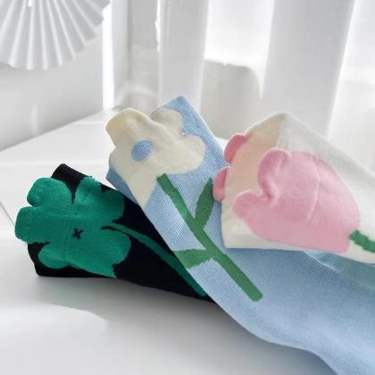 3 Pairs, Beautiful Flower Socks ~ Fairy Socks