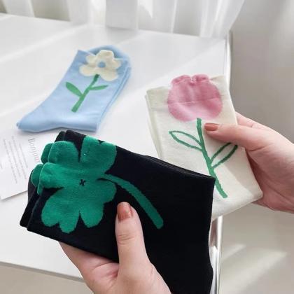3 Pairs, Beautiful Flower Socks ~ Fairy Socks