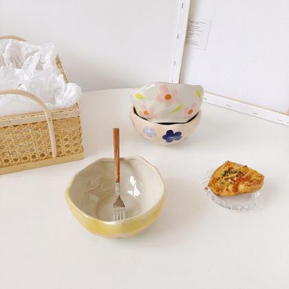 Small Flower Ceramic Bowl Cute Kitchen Tableware..