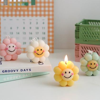 Smiley Face Flower Candle Cute Style Scented..