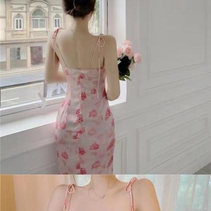 Gentle Wind, Chic Floral Suspender Long Dress,..
