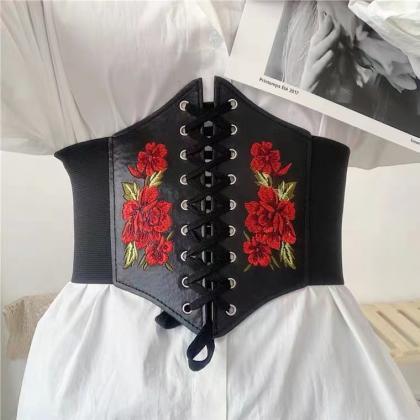 Rose, Embroidered French, Vintage Belt,..