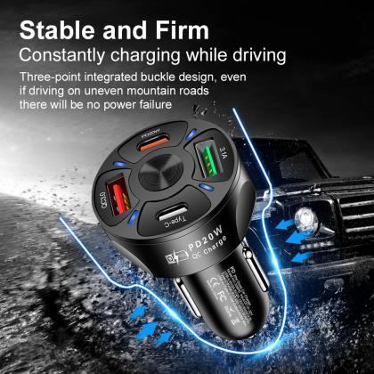 Round Dual Usb C Car Charger Fast Charging Usb..