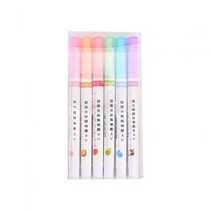 6pcs Line Shaped Highlighter Pens Set Multi..