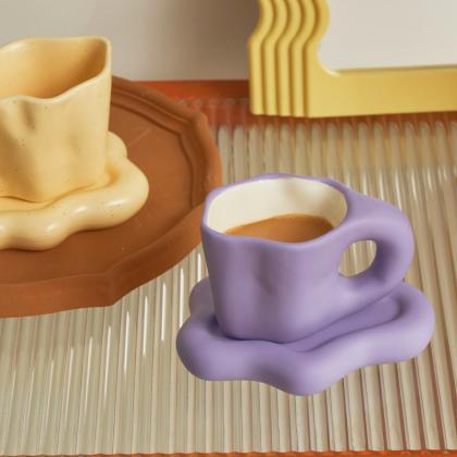 Ceramic Mug With Saucer Coffee Cups And Saucers..