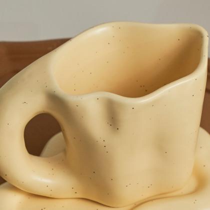 Ceramic Mug With Saucer Coffee Cups And Saucers..