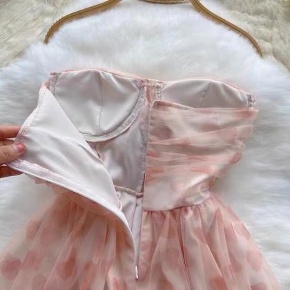 Gentle Pink Dress, Gauze Fairy Dress, Sweet..