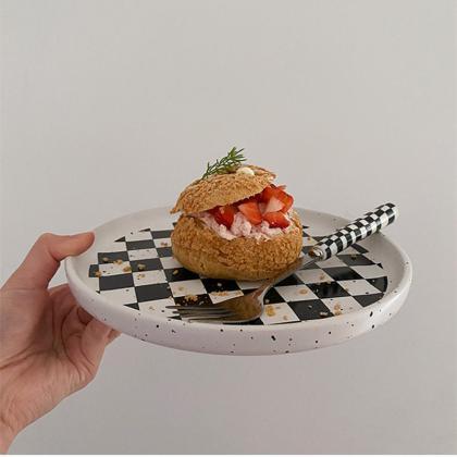 Ins Microwave Lattice Ceramic Plate Wedding Sushi..