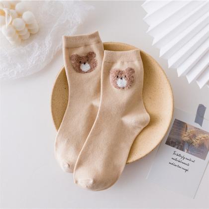 Autumn Bear Cute Socks Women Female Cute Japanese..