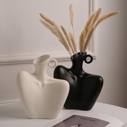 Ceramic Art Woman Body Face Vase Sc..