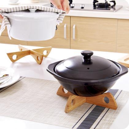 Tray Rack Detachable Wood Table Mat Kitchen Pot..
