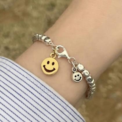 Silver Color Smiley Face Chain Bracelet For Women..