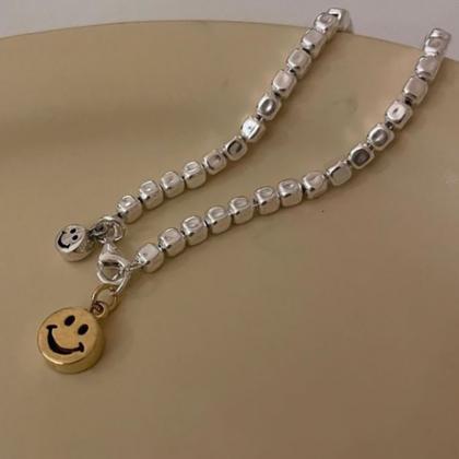 Silver Color Smiley Face Chain Bracelet For Women..