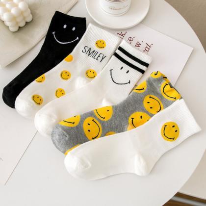 Cute Women Socks Cotton Kawaii Casual Smile Face..