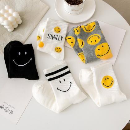 Cute Women Socks Cotton Kawaii Casual Smile Face..