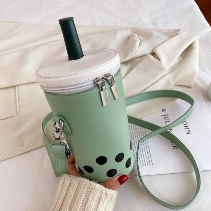 Fashion Milk Tea Cup Shaped Bags Small Bucket Bag..