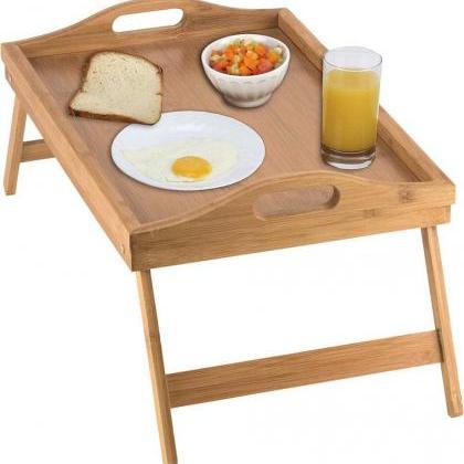 Bed Tray Table With Folding Legs And Breakfast..