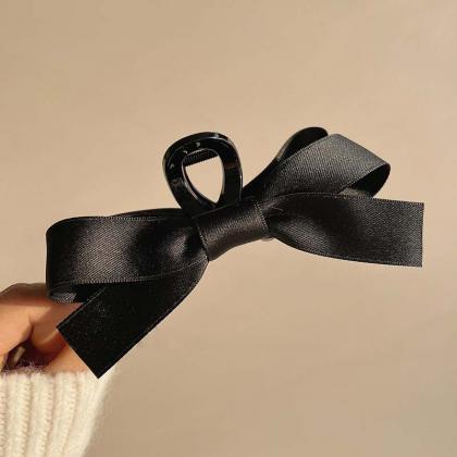 Elegant Black Ribbon Bow Hair Clips For Women..
