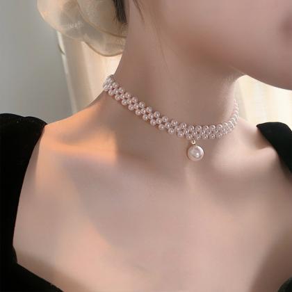 Pearl Woven Choker Necklace