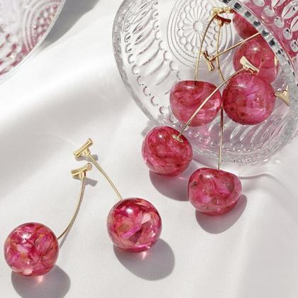 Cherry Fruit Drop Earrings Petal Cherry Earring..