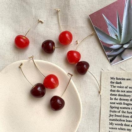 Cherry Fruit Drop Earrings Petal Cherry Earring..