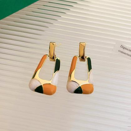 Colorful Enamel Earring For Women Hollow Geometric..