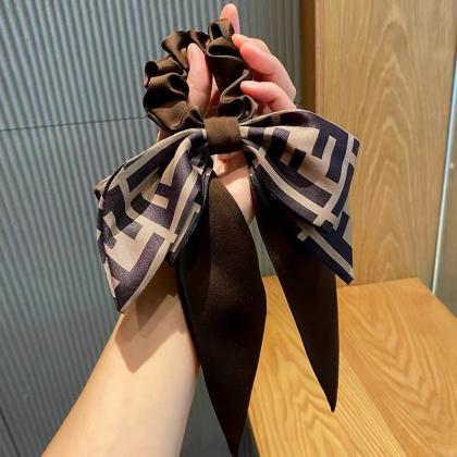 Letter Hair Tie Bow Tie Double Layer Strap Large..