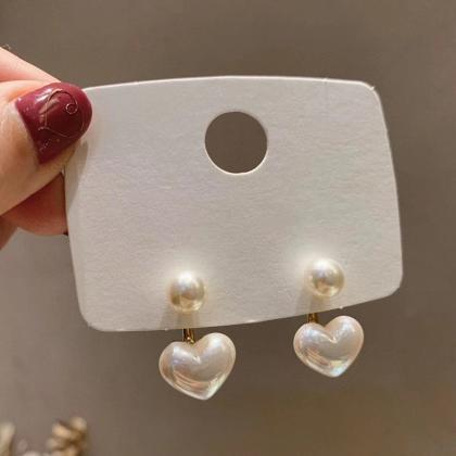 Fashion Heart Pearl Dangle Earrings For Women