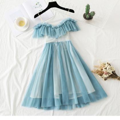 Cute Dress, Spaghetti Strap Dress,blue Fairy..