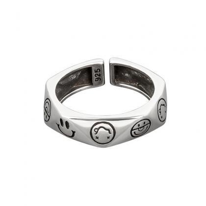 Fashion Smiling Face Geometry Thai Silver Color..