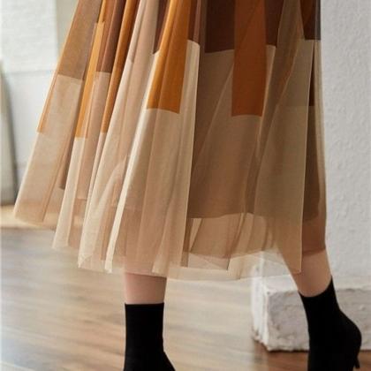 Tulle Skirt, Elastic Waist Skirt, Printed Piano..