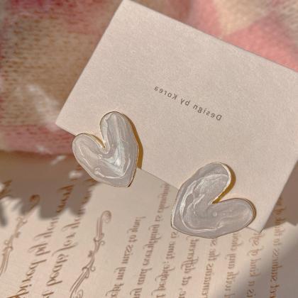 Silver Needle French Love Stud Earrings Sweet..