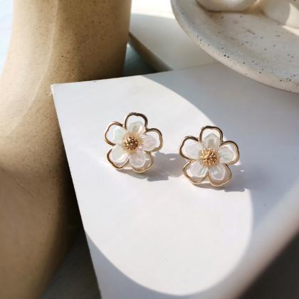 Sweet Flower Earrings Simple Japanese And Korean..