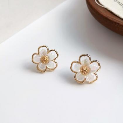 Sweet Flower Earrings Simple Japanese And Korean..