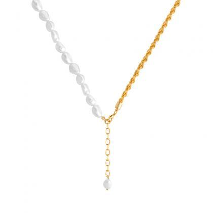 Elegant Pearl Stitching Chain Necklace