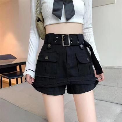 Y2k Streetwear Cargo Mini Skirt Women High Waist..