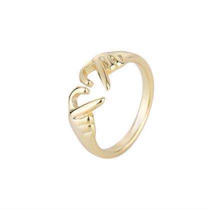 Stainless Steel Rings Heart With Hands Finger..