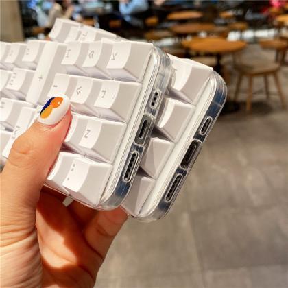 Cute 3d Keyboard Clear Phone Case For Iphone 11 12..