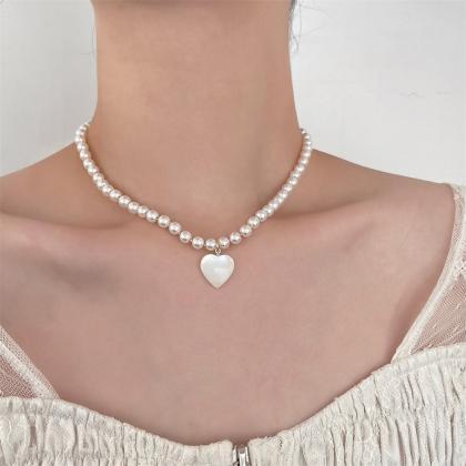 Korean Fashion Peach Heart Pendant Necklace For..