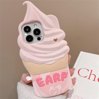 Korean Cute 3d Ice Cream Cone Silicone Protective..