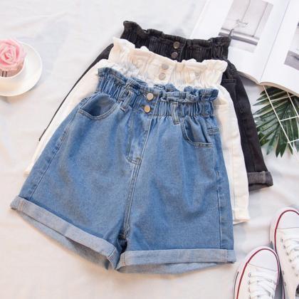 High Waist Jean Shorts, Spring/summer, Style Short..