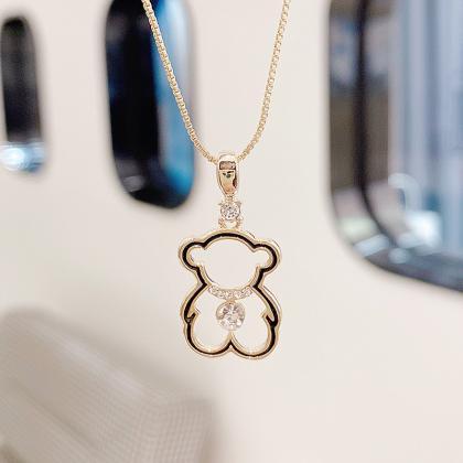 Cute Simple Hollow Tiny Bear Necklace For Women..