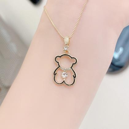 Cute Simple Hollow Tiny Bear Necklace For Women..