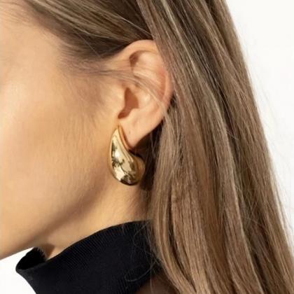 Vintage Gold Plated Chunky Dome Drop Earrings For..