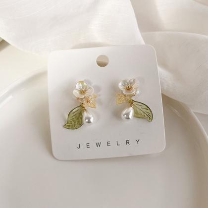 Sweet Acrylic Crystal Flower Dangle Earrings For..