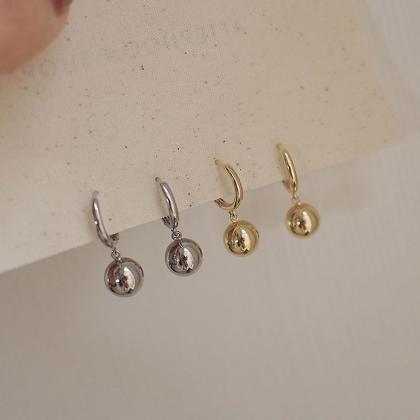 Retro Round Ball Dangle Earrings Gold Color Hoop..