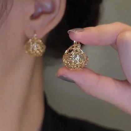 Gold Color Hollow Hoop Earrings Women Newly..